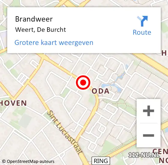 Locatie op kaart van de 112 melding: Brandweer Weert, De Burcht op 1 juni 2019 17:07