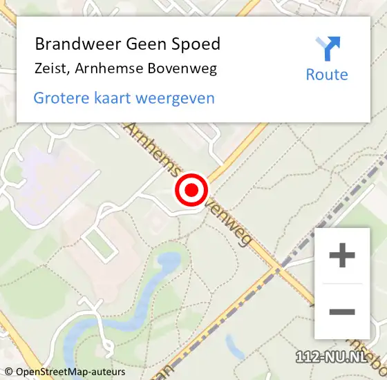Locatie op kaart van de 112 melding: Brandweer Geen Spoed Naar Zeist, Arnhemse Bovenweg op 1 juni 2019 17:16