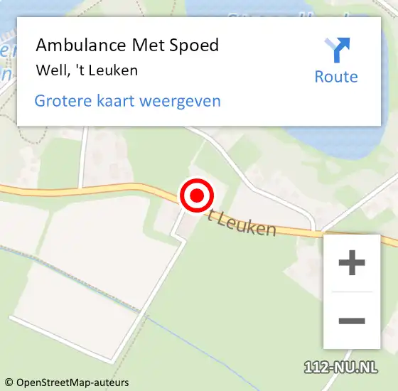 Locatie op kaart van de 112 melding: Ambulance Met Spoed Naar Well, 't Leuken op 3 april 2014 01:54