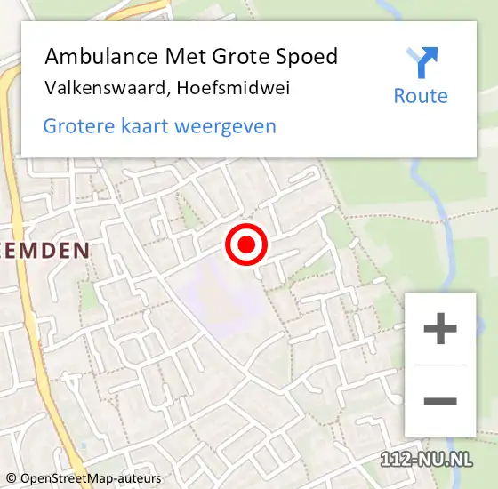 Locatie op kaart van de 112 melding: Ambulance Met Grote Spoed Naar Valkenswaard, Hoefsmidwei op 1 juni 2019 18:45