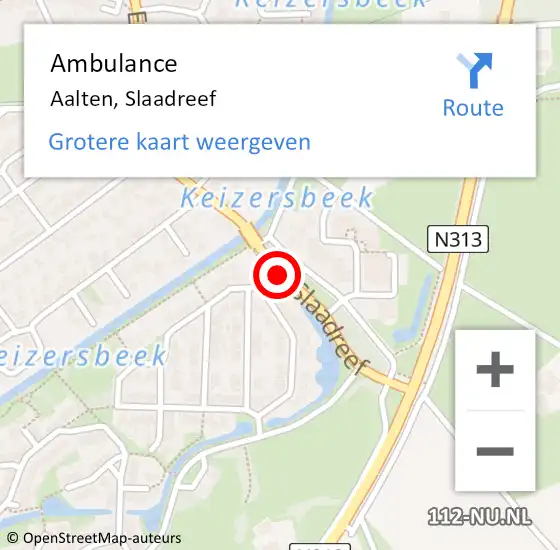 Locatie op kaart van de 112 melding: Ambulance Aalten, Slaadreef op 1 juni 2019 19:43