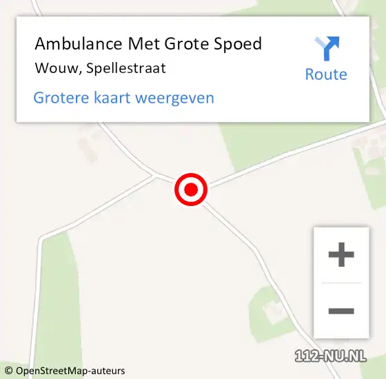 Locatie op kaart van de 112 melding: Ambulance Met Grote Spoed Naar Wouw, Spellestraat op 1 juni 2019 20:16