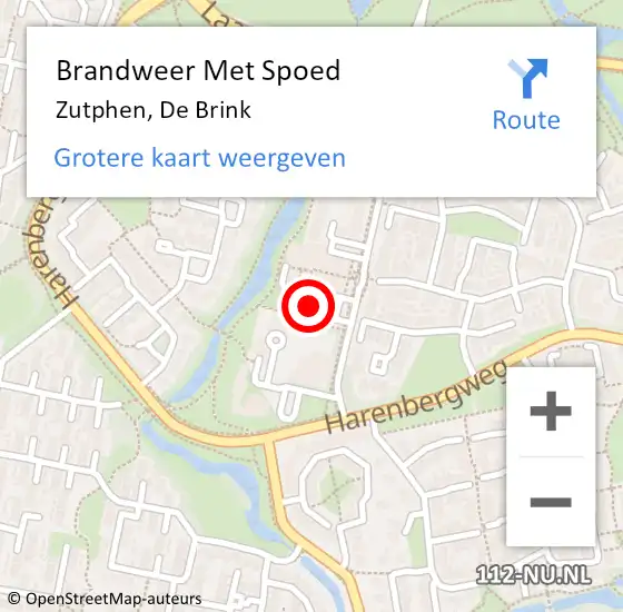 Locatie op kaart van de 112 melding: Brandweer Met Spoed Naar Zutphen, De Brink op 1 juni 2019 20:59