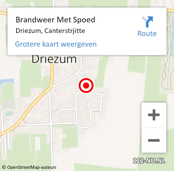 Locatie op kaart van de 112 melding: Brandweer Met Spoed Naar Driezum, Canterstrjitte op 1 juni 2019 21:32