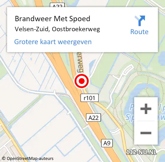 Locatie op kaart van de 112 melding: Brandweer Met Spoed Naar Velsen-Zuid, Oostbroekerweg op 1 juni 2019 21:44