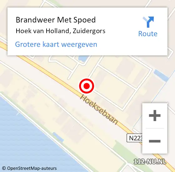 Locatie op kaart van de 112 melding: Brandweer Met Spoed Naar Hoek van Holland, Zuidergors op 1 juni 2019 22:33