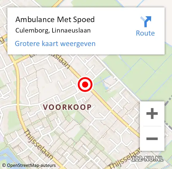 Locatie op kaart van de 112 melding: Ambulance Met Spoed Naar Culemborg, Linnaeuslaan op 1 juni 2019 22:41