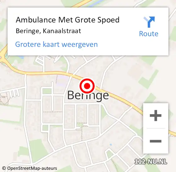 Locatie op kaart van de 112 melding: Ambulance Met Grote Spoed Naar Beringe, Kanaalstraat op 3 april 2014 03:11