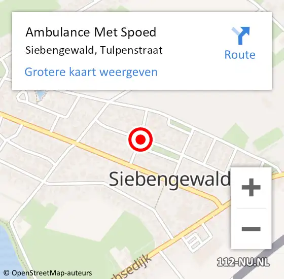 Locatie op kaart van de 112 melding: Ambulance Met Spoed Naar Siebengewald, Tulpenstraat op 1 juni 2019 23:46