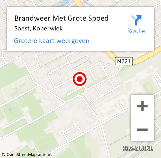 Locatie op kaart van de 112 melding: Brandweer Met Grote Spoed Naar Soest, Koperwiek op 1 juni 2019 23:52