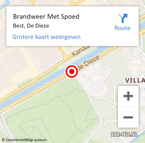 Locatie op kaart van de 112 melding: Brandweer Met Spoed Naar Best, De Dieze op 2 juni 2019 00:49