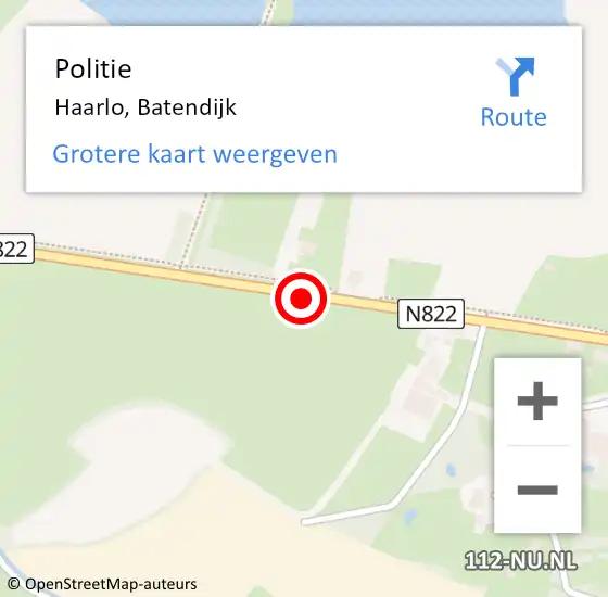 Locatie op kaart van de 112 melding: Politie Haarlo, Batendijk op 2 juni 2019 01:25