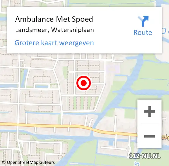 Locatie op kaart van de 112 melding: Ambulance Met Spoed Naar Landsmeer, Watersniplaan op 2 juni 2019 02:22