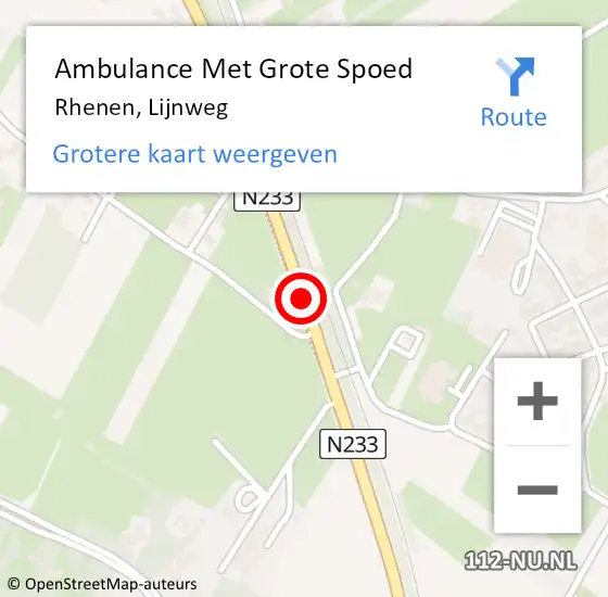 Locatie op kaart van de 112 melding: Ambulance Met Grote Spoed Naar Rhenen, Lijnweg op 2 juni 2019 02:53