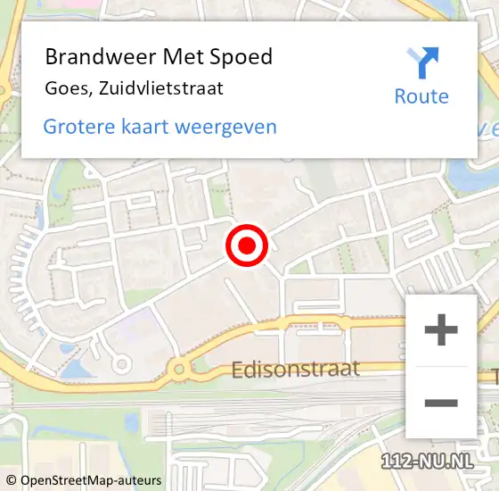 Locatie op kaart van de 112 melding: Brandweer Met Spoed Naar Goes, Zuidvlietstraat op 2 juni 2019 04:31