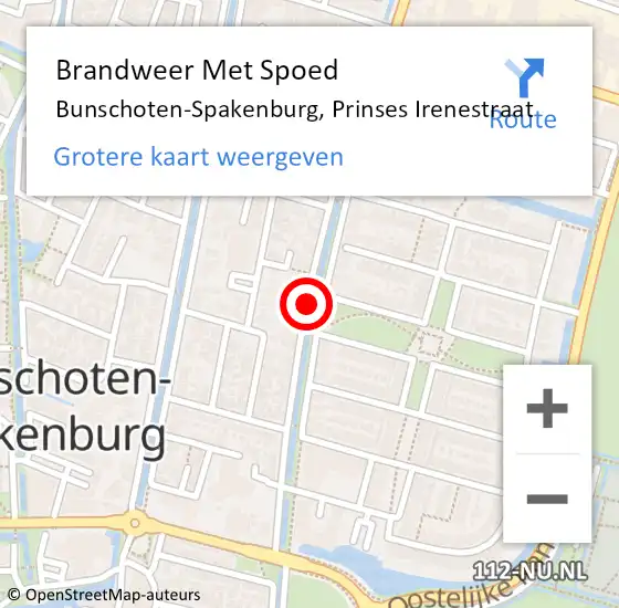 Locatie op kaart van de 112 melding: Brandweer Met Spoed Naar Bunschoten-Spakenburg, Prinses Irenestraat op 2 juni 2019 07:35