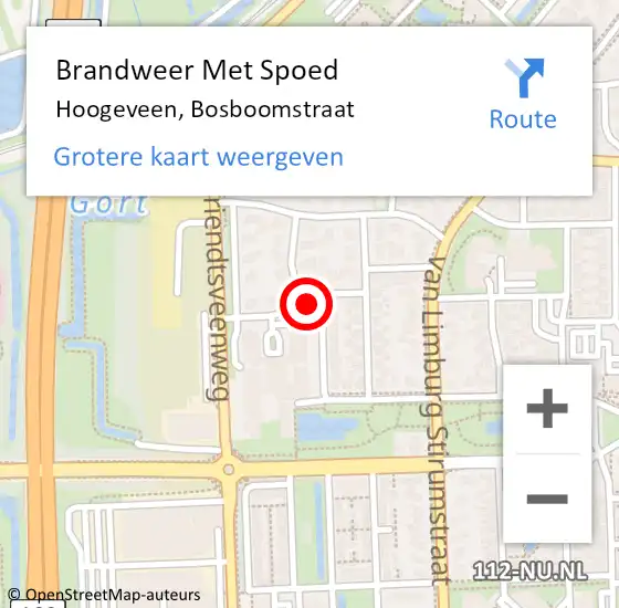 Locatie op kaart van de 112 melding: Brandweer Met Spoed Naar Hoogeveen, Bosboomstraat op 2 juni 2019 07:55