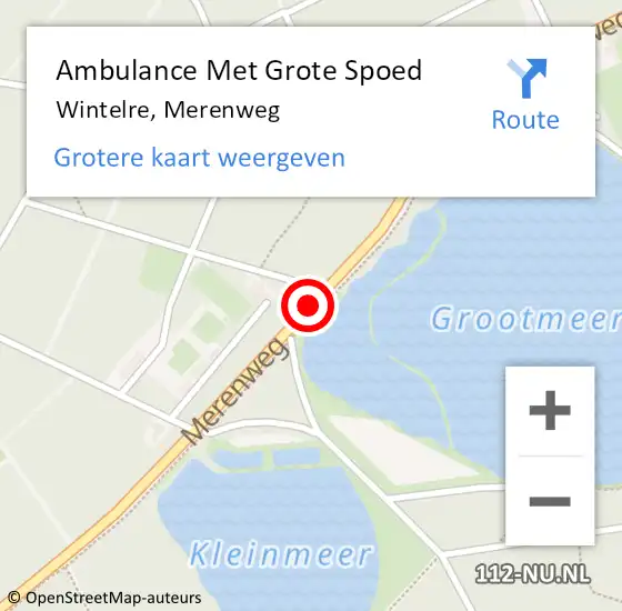 Locatie op kaart van de 112 melding: Ambulance Met Grote Spoed Naar Wintelre, Merenweg op 2 juni 2019 08:44