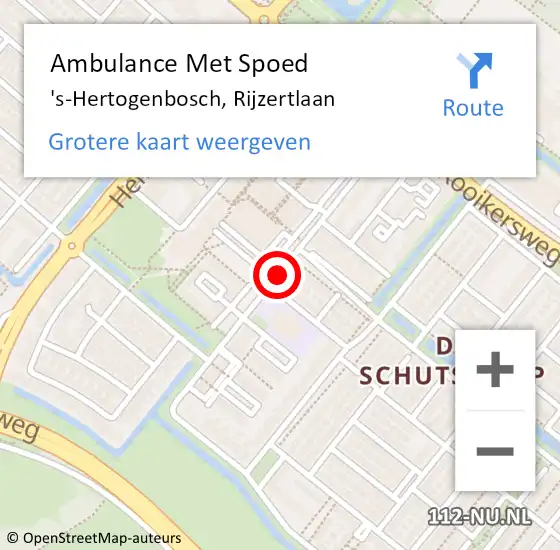 Locatie op kaart van de 112 melding: Ambulance Met Spoed Naar 's-Hertogenbosch, Rijzertlaan op 2 juni 2019 09:20