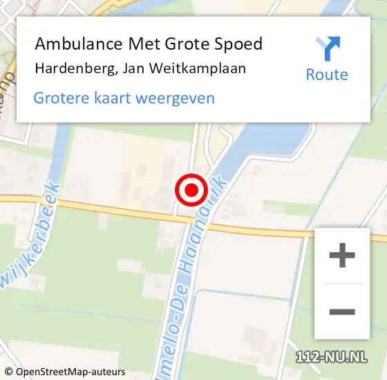 Locatie op kaart van de 112 melding: Ambulance Met Grote Spoed Naar Hardenberg, Jan Weitkamplaan op 2 juni 2019 10:32