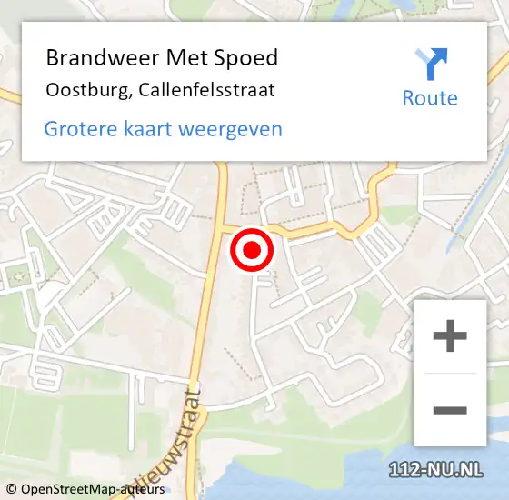 Locatie op kaart van de 112 melding: Brandweer Met Spoed Naar Oostburg, Callenfelsstraat op 2 juni 2019 12:07