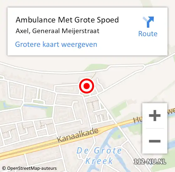 Locatie op kaart van de 112 melding: Ambulance Met Grote Spoed Naar Axel, Generaal Meijerstraat op 2 juni 2019 12:35