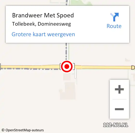 Locatie op kaart van de 112 melding: Brandweer Met Spoed Naar Tollebeek, Domineesweg op 2 juni 2019 12:49