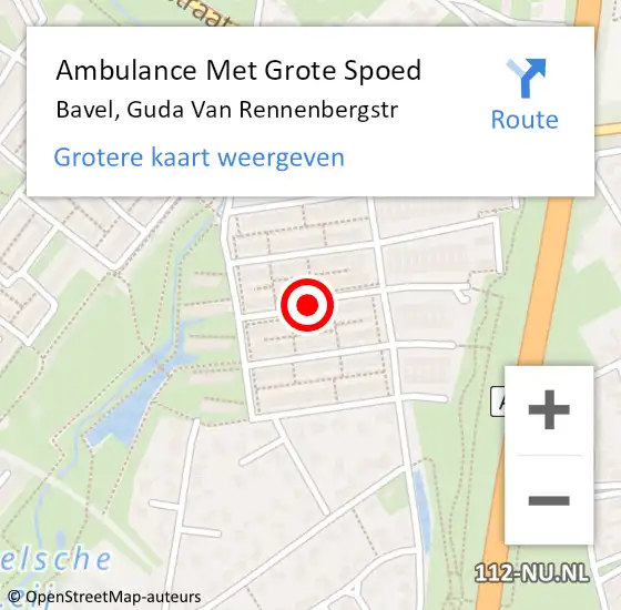 Locatie op kaart van de 112 melding: Ambulance Met Grote Spoed Naar Bavel, Guda Van Rennenbergstr op 2 juni 2019 12:51