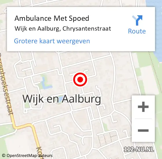 Locatie op kaart van de 112 melding: Ambulance Met Spoed Naar Wijk en Aalburg, Chrysantenstraat op 2 juni 2019 12:58