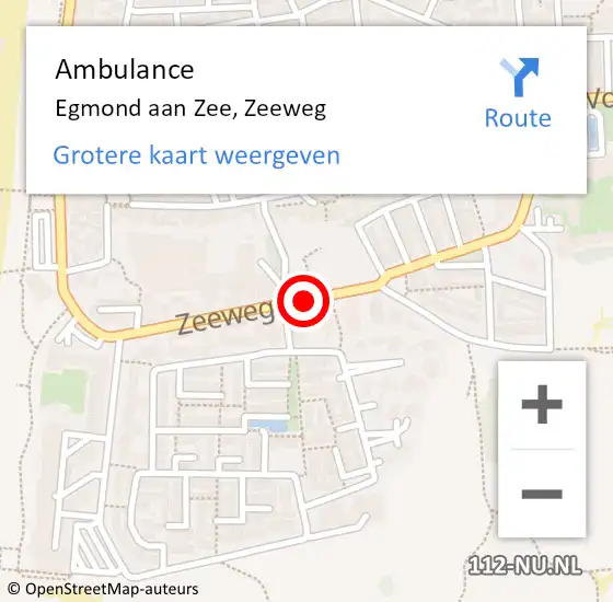 Locatie op kaart van de 112 melding: Ambulance Egmond aan Zee, Zeeweg op 2 juni 2019 14:04