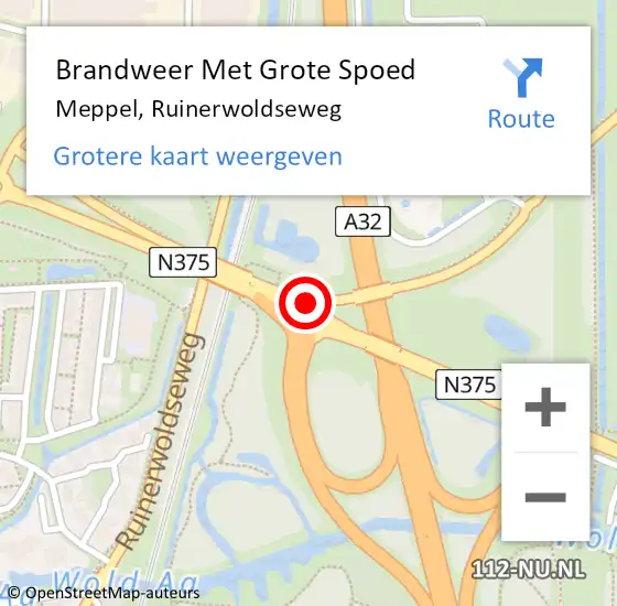 Locatie op kaart van de 112 melding: Brandweer Met Grote Spoed Naar Meppel, Ruinerwoldseweg op 2 juni 2019 14:29