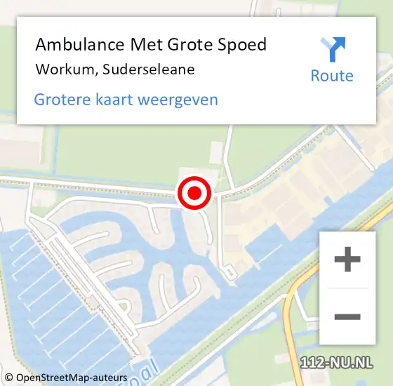 Locatie op kaart van de 112 melding: Ambulance Met Grote Spoed Naar Workum, Suderseleane op 2 juni 2019 16:02