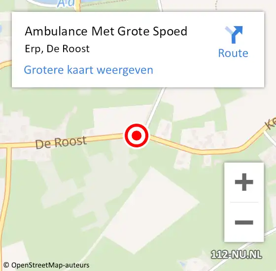Locatie op kaart van de 112 melding: Ambulance Met Grote Spoed Naar Erp, De Roost op 2 juni 2019 16:08