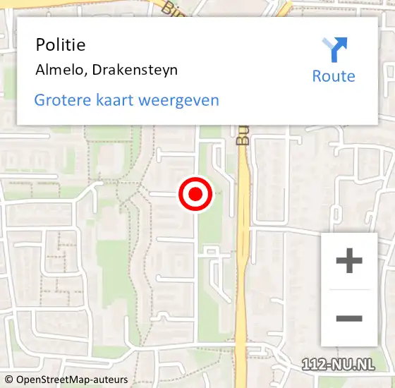 Locatie op kaart van de 112 melding: Politie Almelo, Drakensteyn op 2 juni 2019 16:12