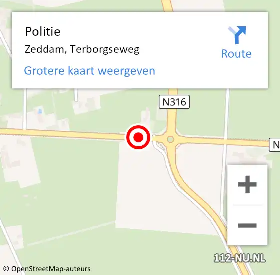 Locatie op kaart van de 112 melding: Politie Zeddam, Terborgseweg op 2 juni 2019 16:14