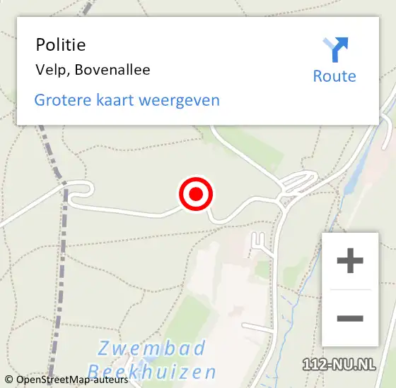 Locatie op kaart van de 112 melding: Politie Velp, Bovenallee op 2 juni 2019 16:42
