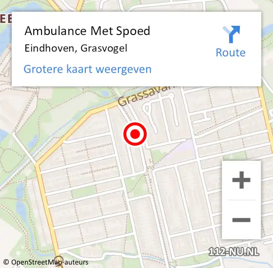 Locatie op kaart van de 112 melding: Ambulance Met Spoed Naar Eindhoven, Grasvogel op 2 juni 2019 17:18