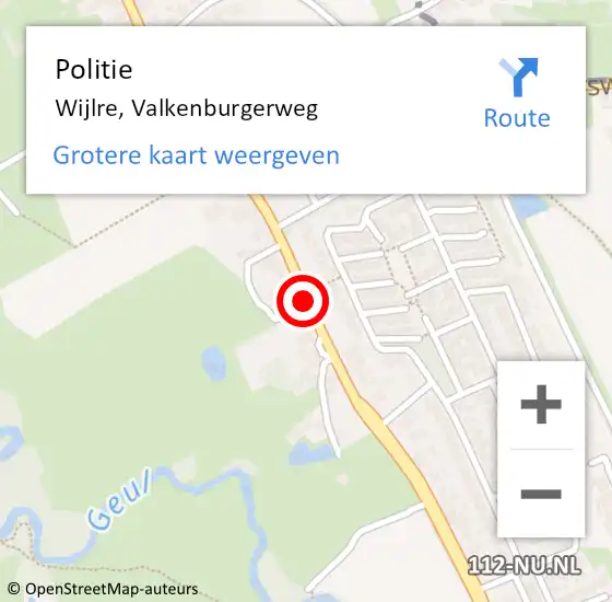 Locatie op kaart van de 112 melding: Politie Wijlre, Valkenburgerweg op 2 juni 2019 18:07