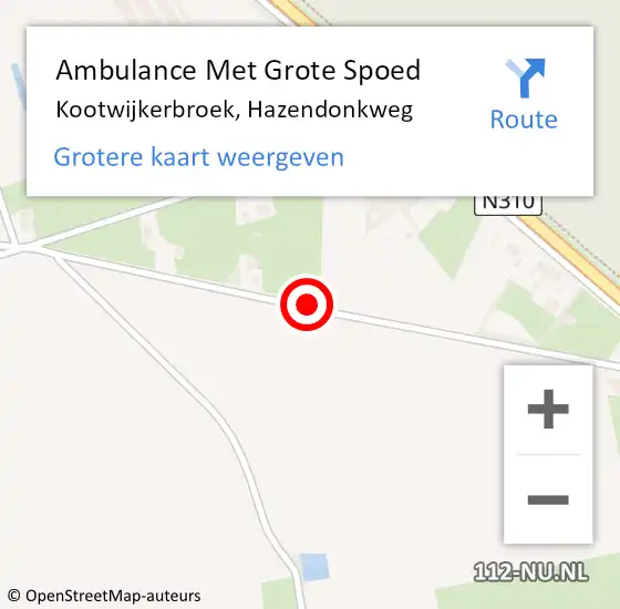 Locatie op kaart van de 112 melding: Ambulance Met Grote Spoed Naar Kootwijkerbroek, Hazendonkweg op 2 juni 2019 18:24