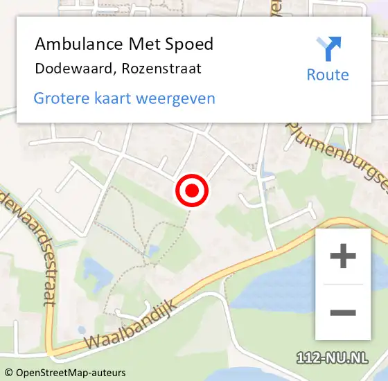 Locatie op kaart van de 112 melding: Ambulance Met Spoed Naar Dodewaard, Rozenstraat op 2 juni 2019 19:37