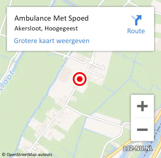 Locatie op kaart van de 112 melding: Ambulance Met Spoed Naar Akersloot, Hoogegeest op 2 juni 2019 20:28