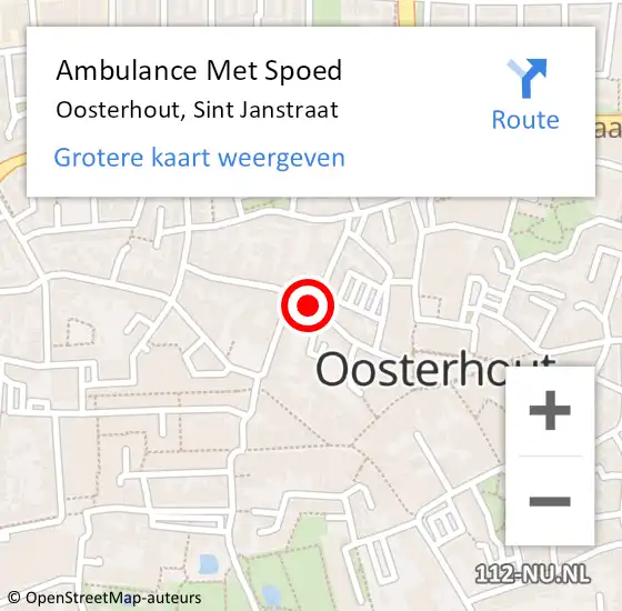 Locatie op kaart van de 112 melding: Ambulance Met Spoed Naar Oosterhout, Sint Janstraat op 2 juni 2019 20:28