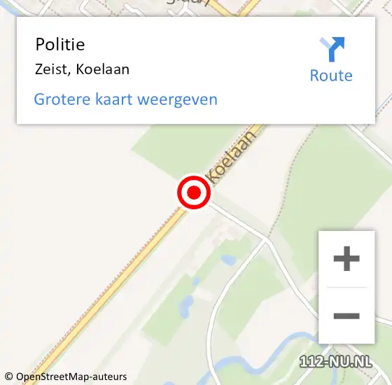 Locatie op kaart van de 112 melding: Politie Zeist, Koelaan op 2 juni 2019 21:46