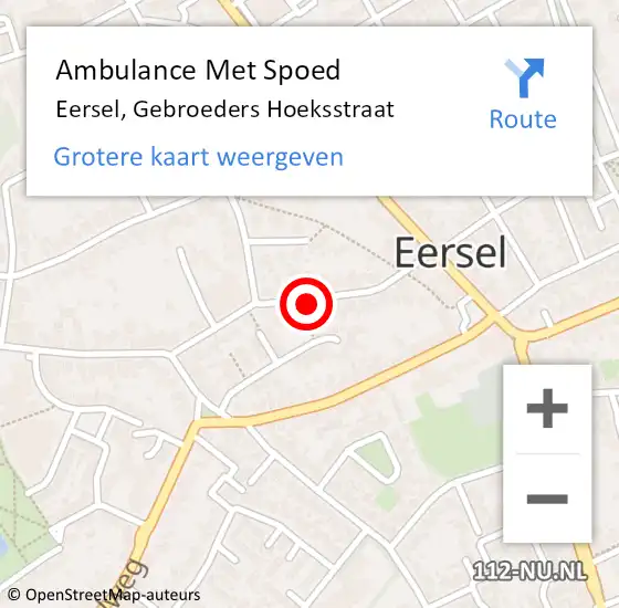 Locatie op kaart van de 112 melding: Ambulance Met Spoed Naar Eersel, Gebroeders Hoeksstraat op 2 juni 2019 22:28