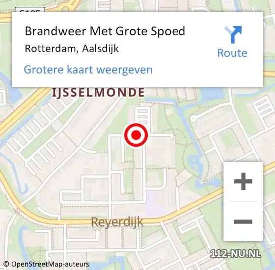 Locatie op kaart van de 112 melding: Brandweer Met Grote Spoed Naar Rotterdam, Aalsdijk op 2 juni 2019 23:13