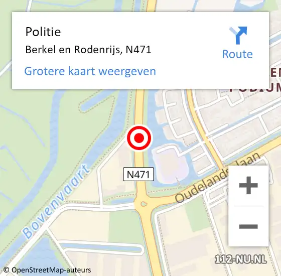 Locatie op kaart van de 112 melding: Politie Berkel en Rodenrijs, N471 op 3 juni 2019 06:05