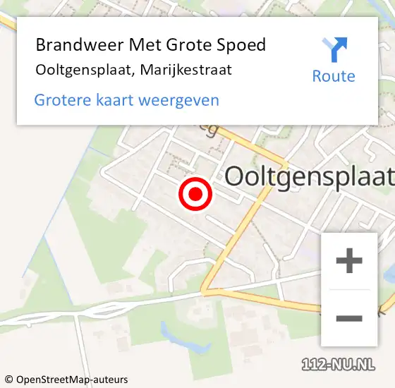 Locatie op kaart van de 112 melding: Brandweer Met Grote Spoed Naar Ooltgensplaat, Marijkestraat op 3 juni 2019 07:16