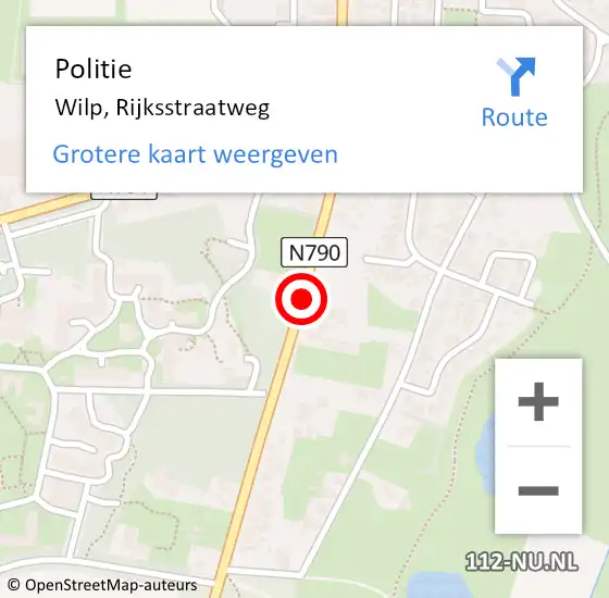 Locatie op kaart van de 112 melding: Politie Wilp, Rijksstraatweg op 3 juni 2019 08:39