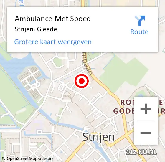 Locatie op kaart van de 112 melding: Ambulance Met Spoed Naar Strijen, Gleede op 3 juni 2019 08:44