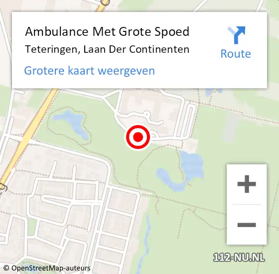 Locatie op kaart van de 112 melding: Ambulance Met Grote Spoed Naar Teteringen, Laan Der Continenten op 3 juni 2019 08:51
